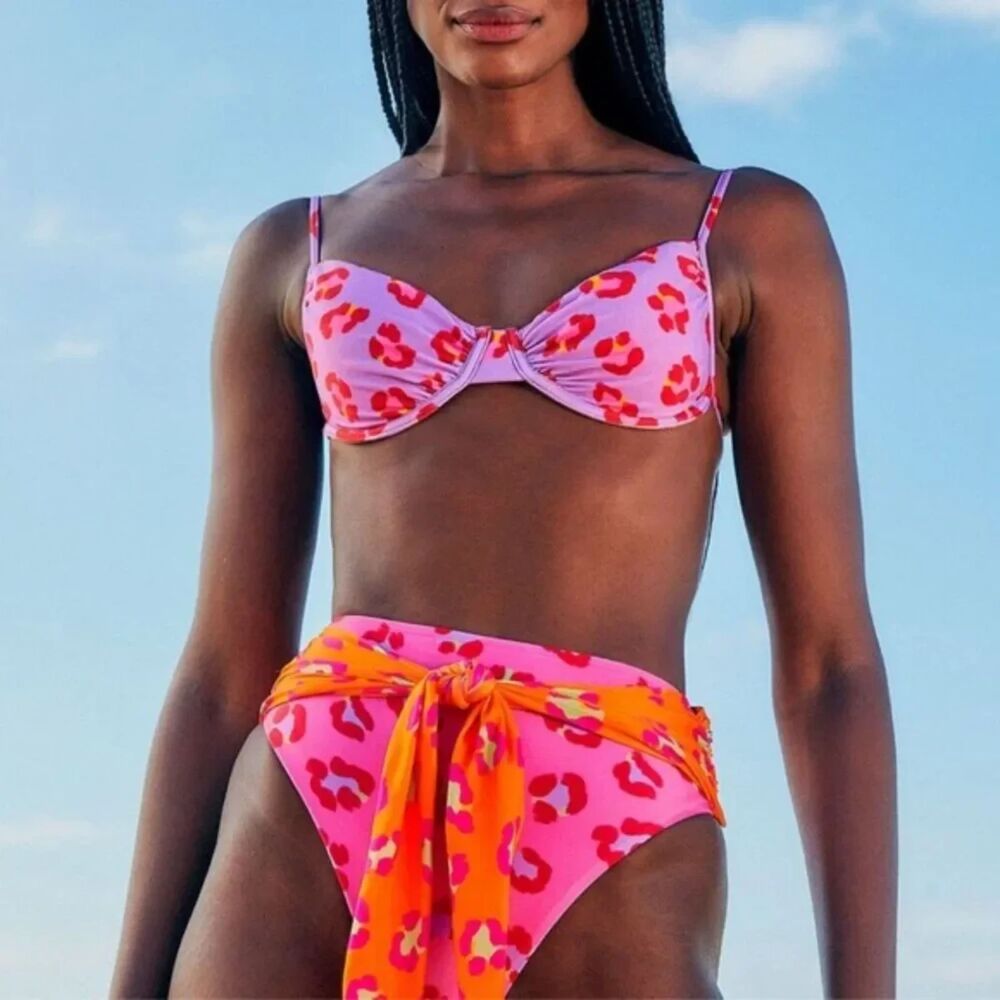 2pc new with tags Farm Rio Maxi Leopard Patch Bikini Top and Bottom SET - Medium - Picture 8 of 11
